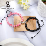 Retro Romantic Couple Pair Stone Beads Magnet Bracelet Gift