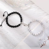 Retro Romantic Couple Pair Stone Beads Magnet Bracelet Gift
