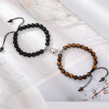 Retro Romantic Couple Pair Stone Beads Magnet Bracelet Gift