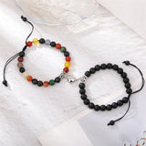 Retro Romantic Couple Pair Stone Beads Magnet Bracelet Gift