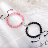 Retro Romantic Couple Pair Stone Beads Magnet Bracelet Gift