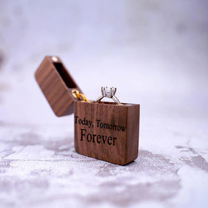 Personalized Walnut Wooden Ring Box, Custom Wedding Bearer Box