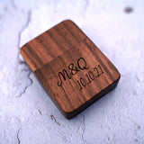 Personalized Walnut Wooden Ring Box, Custom Wedding Bearer Box