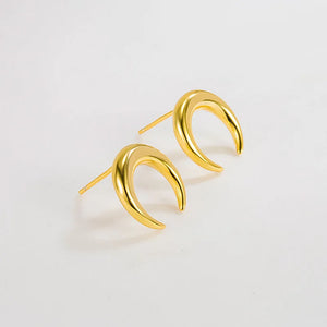 Retro S925 Sterling Silver Crescent Earrings