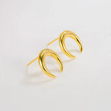 Retro S925 Sterling Silver Crescent Earrings