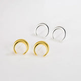 Retro S925 Sterling Silver Crescent Earrings