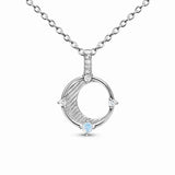 Sterling Silver Moonstone Charm Necklace Small All-match Jewelry
