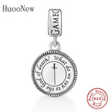 925 Sterling Silver Engraved Round Bead Charms for Jewellery Gift