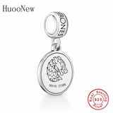 925 Sterling Silver Engraved Round Bead Charms for Jewellery Gift