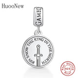 925 Sterling Silver Engraved Round Bead Charms for Jewellery Gift
