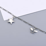 Retro Silver 925 Bracelet Heart Bumble Bee Charm Women Jewelry Italian Style