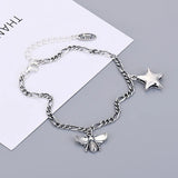 Retro Silver 925 Bracelet Heart Bumble Bee Charm Women Jewelry Italian Style