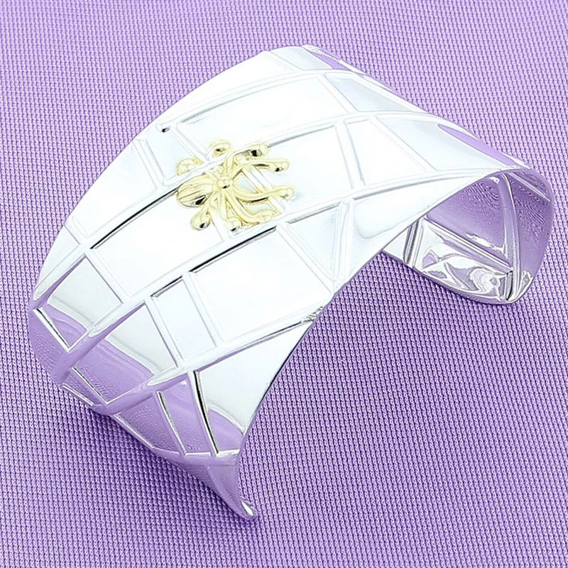 925 Sterling Silver Women Smooth Open Bangle Bracelet