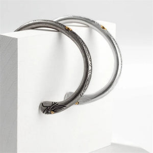 Silver Eagle Feather Men's Cuff Bangle Bracelet