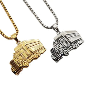 Retro Stainless Steel Truck Pendant Necklace Men's Hip Hop Jewelry