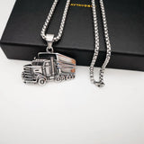 Retro Stainless Steel Truck Pendant Necklace Men's Hip Hop Jewelry