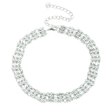 Vintage Silver Choker Necklace Hollow Geometry Short Collar Jewelry