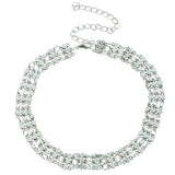 Vintage Silver Choker Necklace Hollow Geometry Short Collar Jewelry