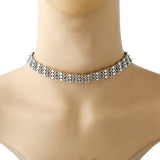 Vintage Silver Choker Necklace Hollow Geometry Short Collar Jewelry