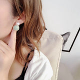 Vintage Baroque Pearl Clip Earrings with Green Stone - No Piercing