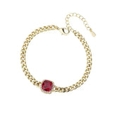 Ruby and Emerald Cuban Bracelet for Women