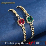 Ruby and Emerald Cuban Bracelet for Women