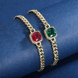 Ruby and Emerald Cuban Bracelet for Women