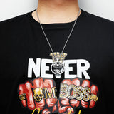 Skull Engine Necklace Chain Stainless Steel Men Skeleton Pendant Rock Punk