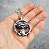 Skull Engine Necklace Chain Stainless Steel Men Skeleton Pendant Rock Punk
