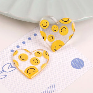 Retro Smiley Pattern Pendant Harajuku Necklace Earrings Set