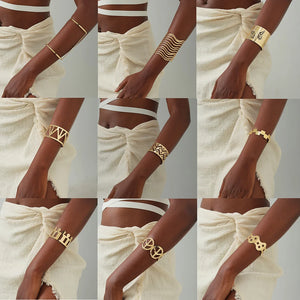 Hollow Wide Cuff Bracelets Armlets For Women