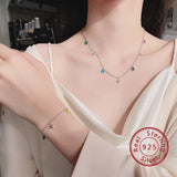 925 Silver Smile Face Pendant Chain Bracelet Colorful Enamel Charm for Women