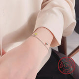 925 Silver Smile Face Pendant Chain Bracelet Colorful Enamel Charm for Women