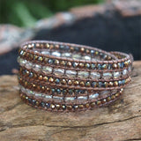 Geometric Crystal Wrap Bracelet for Women - Boho 3Rows 2Layers Beaded Jewelry