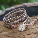 Geometric Crystal Wrap Bracelet for Women - Boho 3Rows 2Layers Beaded Jewelry