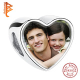 Retro Sparkling Rhinestone Forever Love Mom Photo Charm 925 Sterling Silver
