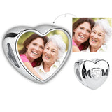 Retro Sparkling Rhinestone Forever Love Mom Photo Charm 925 Sterling Silver