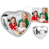 Retro Sparkling Rhinestone Forever Love Mom Photo Charm 925 Sterling Silver