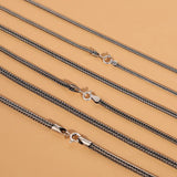 Retro Square Hemp Rope Necklace Braided Collarbone Horsewhip Chain