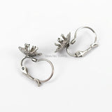 Stainless Steel Clip Hook Earrings Bases with 10mm Flower Ear Wire Blanks
