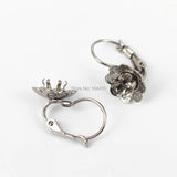 Stainless Steel Clip Hook Earrings Bases with 10mm Flower Ear Wire Blanks