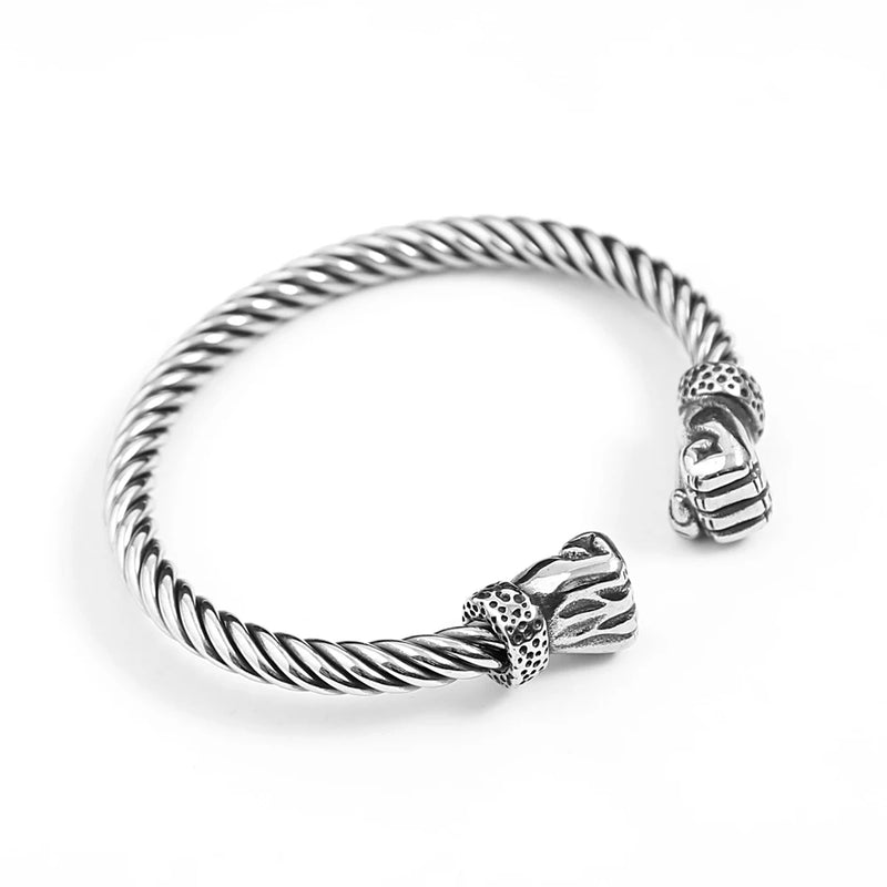 Retro Stainless Steel Fist Bracelet Punk Men's Boys Creative Boxer Opening