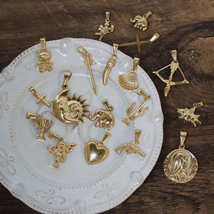 Stainless Steel Pig Cactus Angel Shell Sword Cross Gun Pendant Necklace
