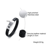 Stainless Steel Tai Chi Men's Bracelet Leather Cuff
