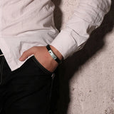 Stainless Steel Tai Chi Men's Bracelet Leather Cuff