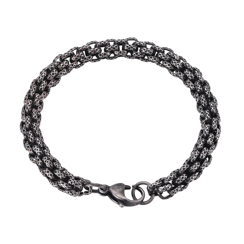 Retro Stainless Steel Link Chain Bracelet for Men Punk Hiphop Bangle