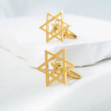 Retro Star of David Cufflinks Stainless Steel Egypt Ankh Amulet Men Jewelry