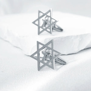 Retro Star of David Cufflinks Stainless Steel Egypt Ankh Amulet Men Jewelry