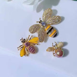 Vintage Bee Alloy Rhinestone Brooch