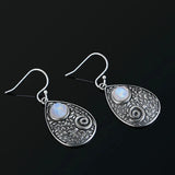 925 Silver Moonstone Charoite Drop Earrings Wedding Party